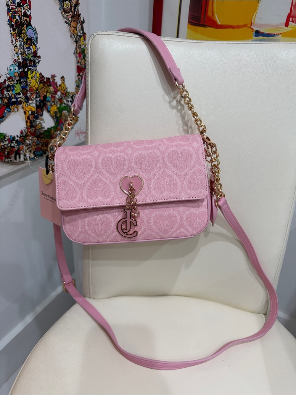 Juicy Couture Light Pink Heart Logo Crossbody Bag